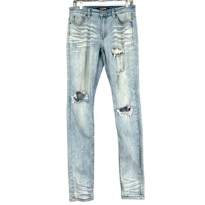 Pantalones de mezclilla desgastados sə'renədē lavado ligero rodillas rasgadas bigotes talla 30 - Imagen 1 de 10