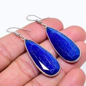 Blue Monalisa Gemstone Handmade 925 Sterling Silver Jewelry Earring 2.13" T866 - Picture 1 of 2