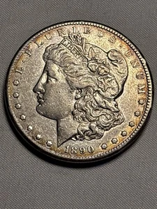1890 CC Morgan Silver Dollar • AU Detail • Toned • Carson City Key Date - Picture 1 of 2