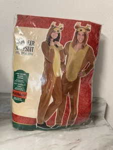 Adult Small/Medium Reindeer Jumpsuit Costume Unisex Rudolf Deer Christmas - Picture 1 of 4