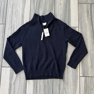 New J Crew Crewcuts Boys Classic 1/4 Zip Sweater Navy Blue Long Sleeve Size 8 - Picture 1 of 6