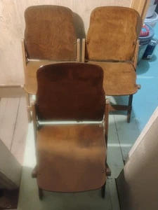 WWII 1940s ORIGINAL US Army American Seating Co MI Wooden Folding Chair SET OF 4 - Bild 1 von 15