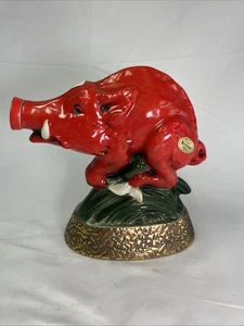 1969 Ezra Brooks Arkansas Razorback Whiskey Decanter Empty Hog Collectible - Picture 1 of 17