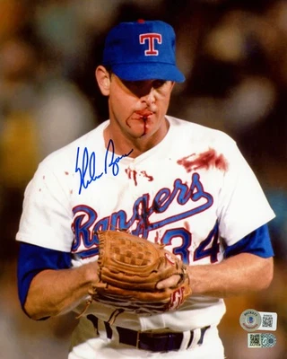 Nolan Ryan Signed 8x10 Photo Texas Rangers Bloody Lip Beckett - Image 1 of 2