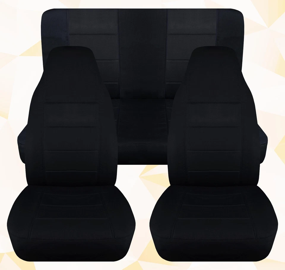 Fundas de asiento delanteras y traseras para Jeep Wrangler TJ 1997 a 2002 algodón negro Foto 1 de 1