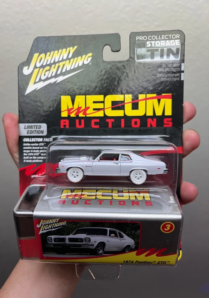White Johnny Lightning 1974 Pontiac GTO Collectors Tin Mecum Auctions- Chase - Image 1 of 1