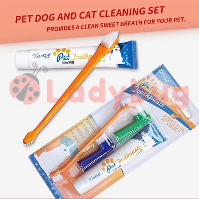 Pet Dog Cat Cleaning Toothpaste+Toothbrush+ Back Up Brush Set Beef/Vanilla - image 1 of 4