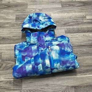 SUNICE Full Zip Up Insulated Long Sleeve Blue Print Hooded Jacket Boy's Size 8 - Picture 1 of 10
