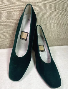 Nina Vintage Womens Green Velvet Made in Spain Formal Shoes Heels 6.5M - Picture 1 of 16