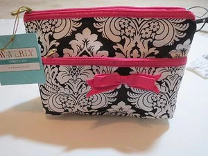 Waverly schwarz und weiß Blumenmuster Oberteil Kosmetik Make-up Tasche Etui - Bild 1 von 2