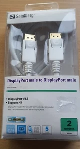new Sandberg displayport to displayport male white 508-91 - Picture 1 of 4