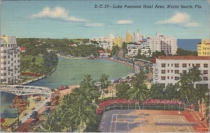 Miami Beach Florida Lake Pancoast zona hotelera edificios de playa lino PC - Imagen 1 de 2