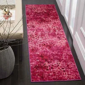 SAFAVIEH Monaco Fuchsia 2 ft. x 12 ft. Geometric Runner Rug, Pink MNC225F - New - Picture 1 of 3