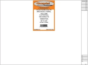 Clearprint Vellum Sheets with Engineer Title Block 18x24 Inches 16 lb. 100 GSM - Picture 1 of 3