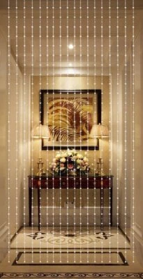 Linda cortina de contas de acrílico para decoração de casa - Bolas de prata - Imagem 1 de 3