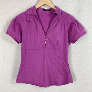 The Limited Y2K Babydoll Top Size S Preppy Collared Short Sleeve Purple Fitted - Picture 1 of 15