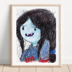 Marceline the Vampire Queen Ballpoint Pen Print, Adventure Time Art Poster - Picture 1 of 3