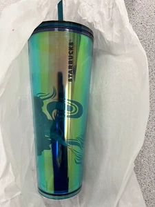 "Brand New" 2023 Starbucks Holographic Teal "Glacier Dichronic" Mermaid Tumbler - Picture 1 of 6