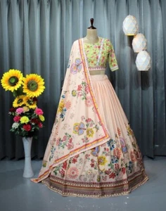 Party Wear Lengha Indian New Pakistani Wedding Bollywood Designer Lehenga Choli - Picture 1 of 6