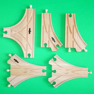 WOODYLAND EISENBAHN WEICHEN # Abzweig Holz Holzauto Holzschienen Gleise Straßen Zug 90565