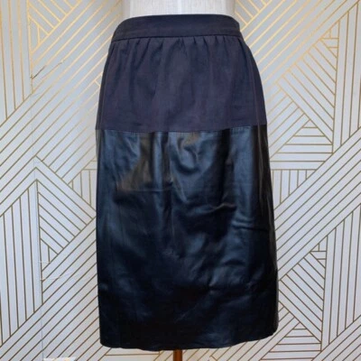Zara Basic Black Faux Suede Leather Two Tone Pencil Skirt Elastic Waist Size XS - Image 1 of 4