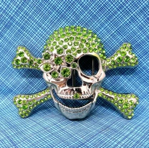 Totenkopf gekreuzte Knochen Gürtelschnalle Biker Punk Strass Halloween Cosplay Vintage .A108 - Bild 1 von 6
