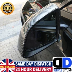CARBON FIBRE LOOK TESLA MODEL 3 2019-2024 DOOR WING MIRROR COVERS CAPS PAIR TRIM - Picture 1 of 7