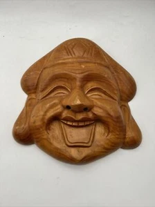 Japanese Daikoku God of Wealth Wooden Mask Wall Hanging Vintage - Picture 1 of 9
