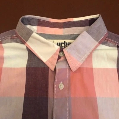 Xadrez Urban Pipeline masculino manga curta com botão L roxo - Imagem 1 de 4