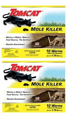 Tomcat paquete de 2 asesinos de topos, imita alimentos naturales, 10 gusanos y 1,76 oz por paquete 🆕 Foto 1 de 4