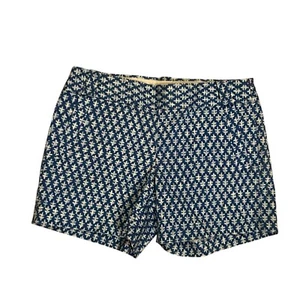 J Crew Shorts Damen City Fit Chino blau-weiß Größe 2 bedruckte Shorts Freizeit - Bild 1 von 4