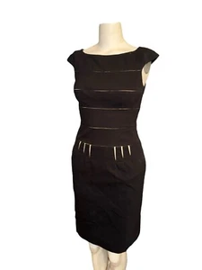 ZAC POSEN Sleeveless Denim Dress Split Seam/Inserts Black, size 2 - Picture 1 of 17
