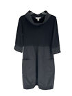 Joseph Ribkoff Black Long Sleeve Dress Sz 4 Mixed Media Pockets 3/4 Sleeves