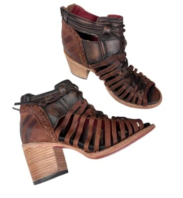 Botines de tacón sandalia de cuero Freebird by Steven Wazee para mujer talla 7 desgastados Foto 1 de 4