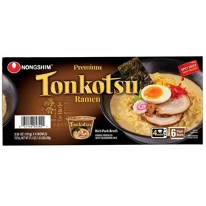 Nongshim Tonkotsu Ramen Premium Noodle Soup, Rich Pork Broth, 6 x 3.56 oz, 6 ct - Picture 1 of 3