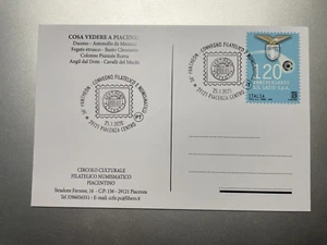2021 Piacenza Pantheon Cartolina Filatelica Annullo Figurato su S.S. Lazio - Picture 1 of 2