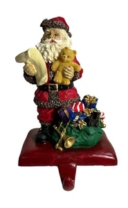 CHRISTMAS STOCKING HOLDER HANGER 3-D Resin SANTA Vintage New 7" Holiday Whimsy - Picture 1 of 11