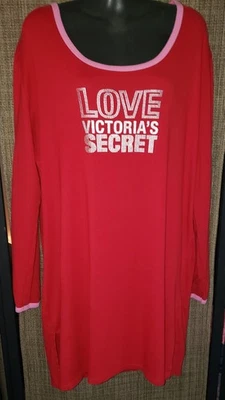 VGUC Victoria's Secret  Red Sleepshirt/Nightshirt W/Silver Medium - Изображение 1 из 3
