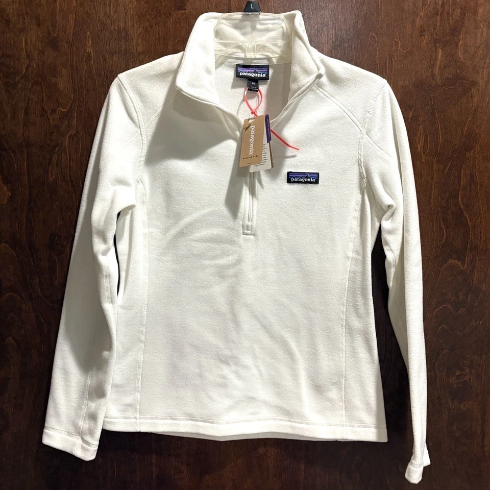 Patagonia Sweater Womens S White Micro D 1/4 Zip Fleece Pullover Jacket 26278