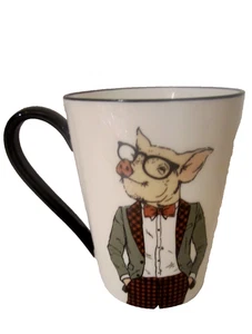 Hipster Pig Mug Man in Bow Tie & Glasses Badass Signature Housewares Ceramic - Picture 1 of 4