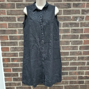 Garnet Hill 100% Linen Black Collared Lightweight Mini Shirt Dress Size 6 - Picture 1 of 5