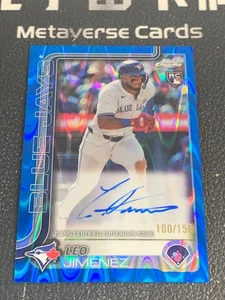 2025 Topps Chrome Leo Jimenez RC Rookie Auto Blue Raywave 100/150 Blue Jays - Bild 1 von 2