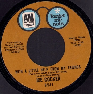 Joe Cocker With A Little Help From My Friends 7" vinyl USA A&m 1970 has sticker - Image 1 of 2
