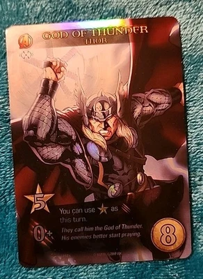 MARVEL LEGENDARY Thor Dios del Trueno Foil tarjeta promocional juego organizado premio Foto 1 de 2