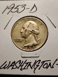 1953-D SILVER WASHINGTON QUARTER 90% SILVER ALBUM FILLER! - Picture 1 of 2