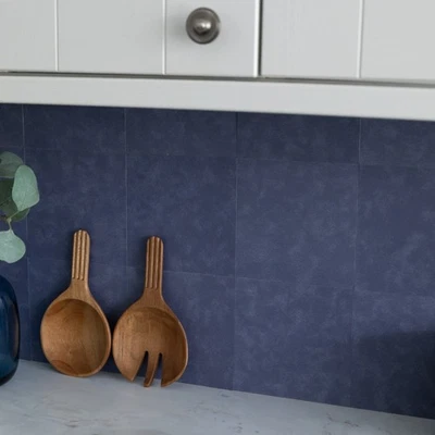 Micro Cement Blue self-adhesive waterproof vinyl wall tiles for splashbacks - Image 1 of 4