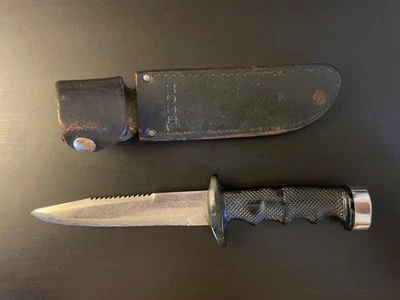 Vintage Dacor fixed blade Divers/Scuba knife with Buck 119 leather sheath - Image 1 of 4