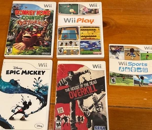 5 Wii Games: Play, Sports, Epic Mickey, Donkey Kong Country, Overkill Manual CIB - Picture 1 of 13