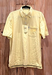 Camisa Polo Dune Road Para Hombres Amarilla XL con Costuras Azules en Contraste 100% Algodón Casua - Imagen 1 de 3