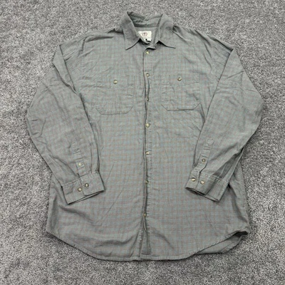 复古 The Territory Ahead 衬衫男式 XL 灰色橙色格子长袖纽扣工作 — 第 1/4 张图片